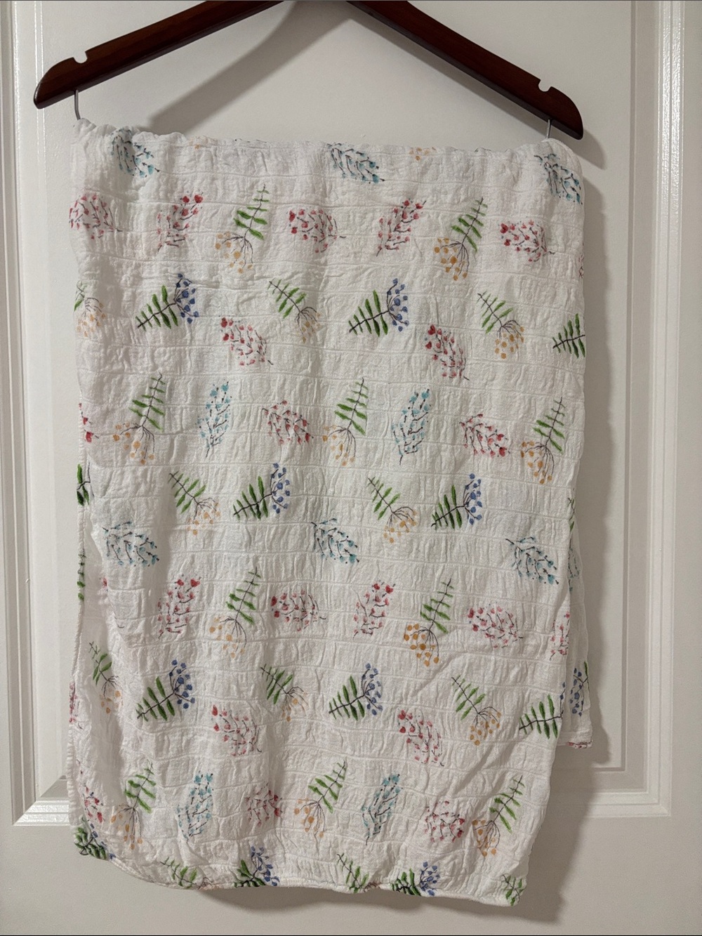 aden + anais White Multi-Color Floral Muslin Throw